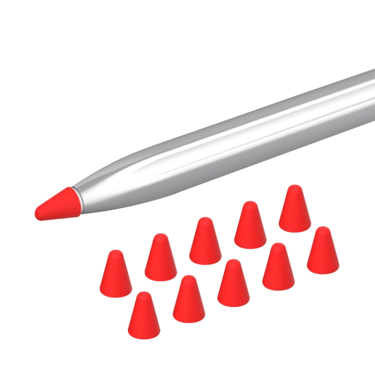 Silicone nib caps set for stylus, with red cap and a group of bright red tips