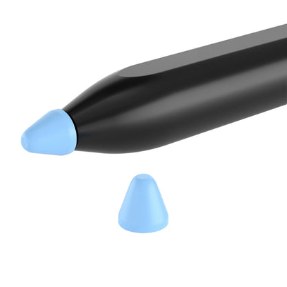 Silicone nib cap set with light blue tips, includes replacement cap pieces