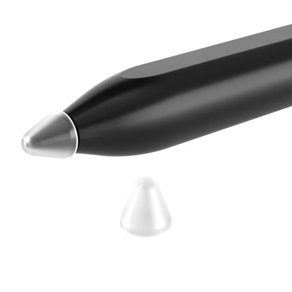 Silicone nib cap set with transparent tips, includes replacement cap pieces