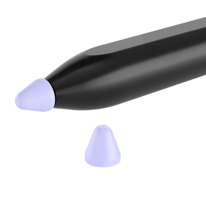 Silicone nib cap set with lavender tips, includes replacement cap pieces