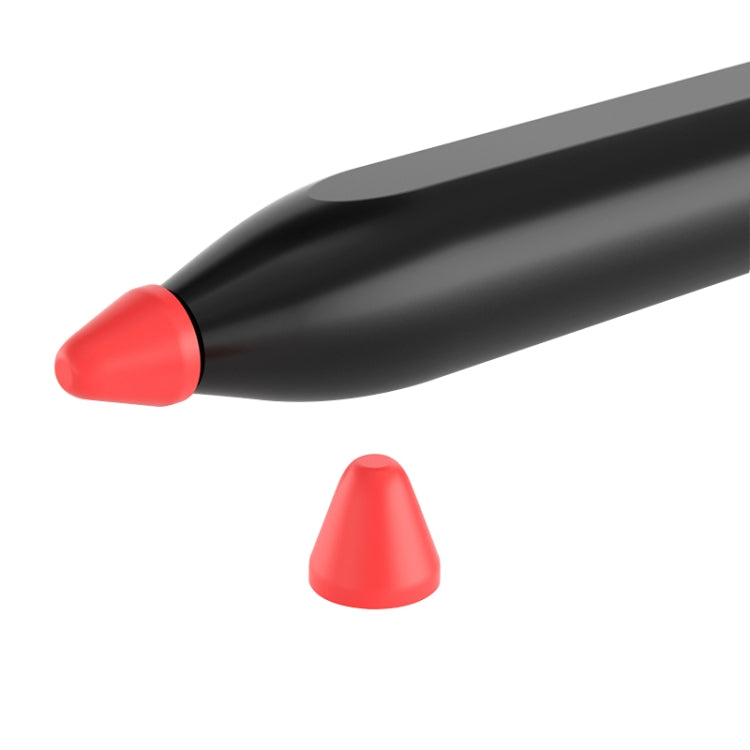 Silicone nib cap set with red tips, includes replacement cap pieces