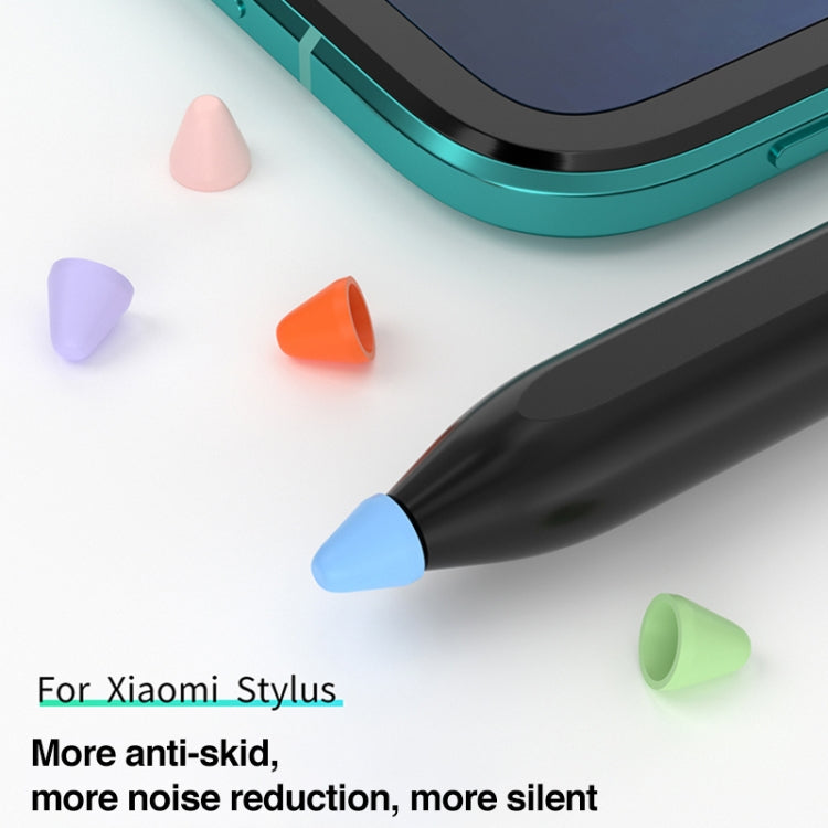 Silicone nib caps for stylus, close-up of blue cap on pen tip