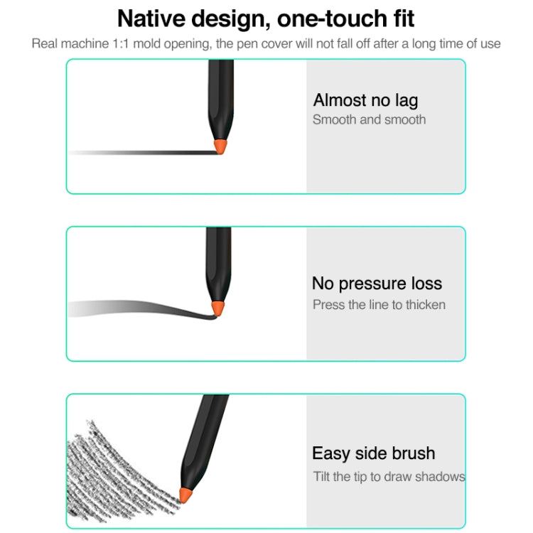 Silicone nib cap set showing one-touch snug fit on pen nib