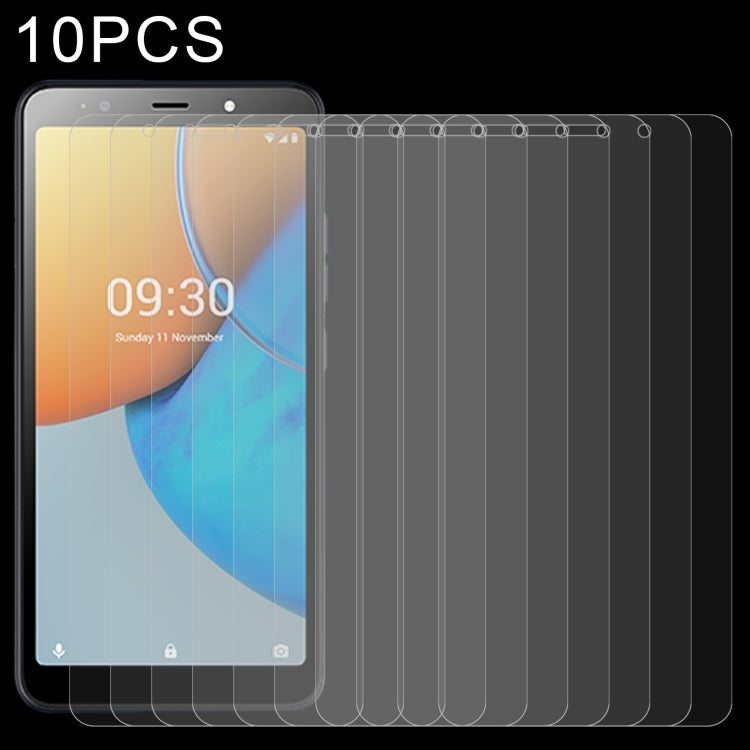 10-pack tempered glass screen protectors displayed on a smartphone front screen