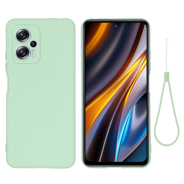 Green liquid silicone phone case with full coverage and camera cutouts