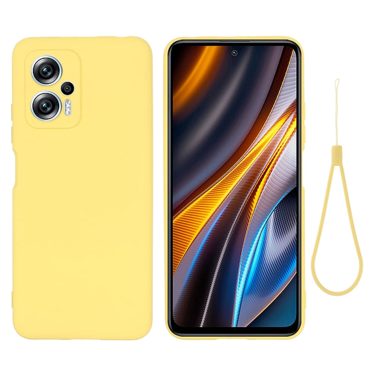 Yellow liquid silicone phone case with full coverage and camera cutouts