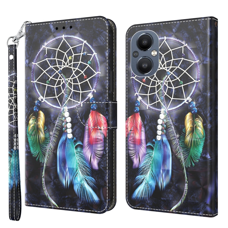 3D painted leather phone case, dark dreamcatcher with feathers; wrist strap