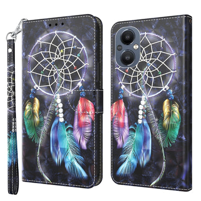 3D painted leather phone case, dark dreamcatcher with feathers; wrist strap