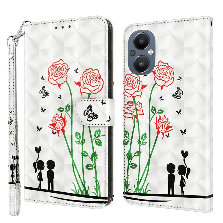3D painted leather phone case, red roses and butterflies; wallet design with strap