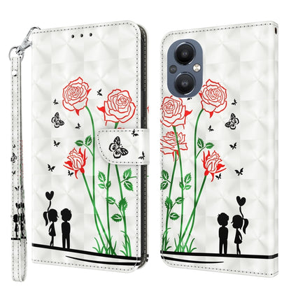3D painted leather phone case, red roses and butterflies; wallet design with strap