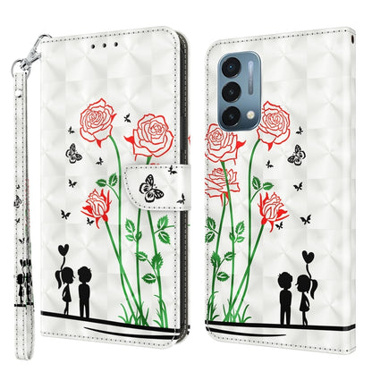 3D painted leather phone case, red roses with butterflies; front camera cutouts