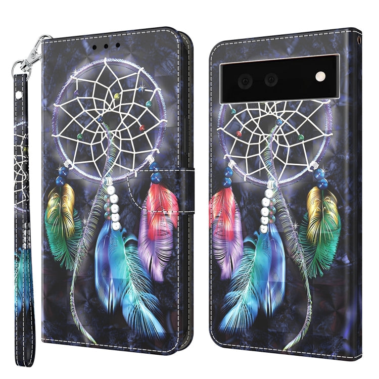 3D painted leather phone case, dreamcatcher and feathers; front camera cutouts