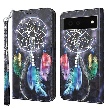 3D painted leather phone case, dreamcatcher and feathers; front camera cutouts