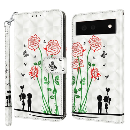 3D painted leather phone case, red roses and couples silhouette; camera cutout