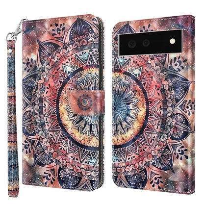 Brown leather phone case with ornate mandala artwork and raised camera cutouts