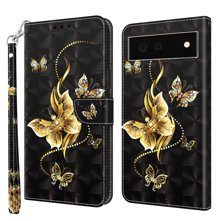 Black leather phone case with gold butterfly and floral artwork, visible camera cutouts