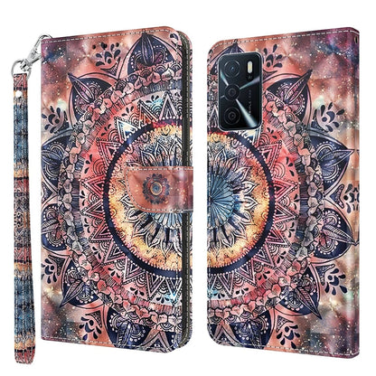 3D painted leather phone case with mandala pattern and textured galaxy-like accents