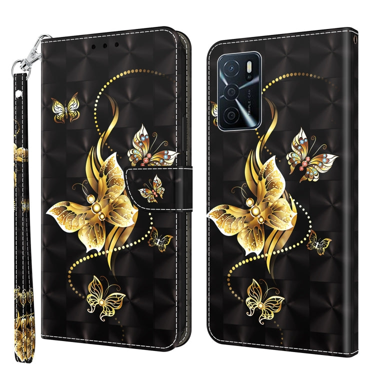 Black leather-look phone case with gold butterfly accents and cat silhouette graphic