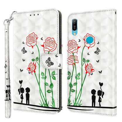 Leather phone case with 3D painted red roses and green stems with butterfly details