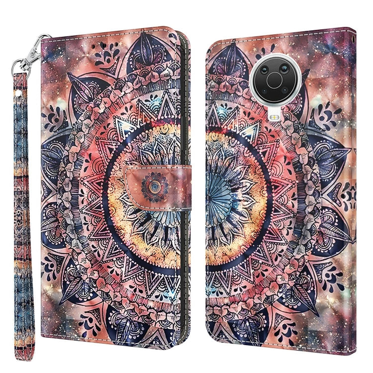 3D painted leather phone case with mandala print and large round camera cutout