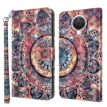 3D painted leather phone case with mandala print and large round camera cutout