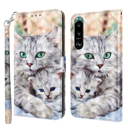 3D painted leather phone case with two white cats and green eyes, wrist strap