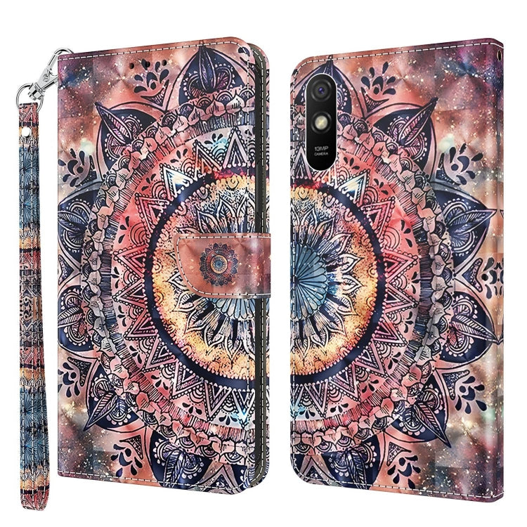 Colorful mandala leather phone case with ornate circular design and flip cover