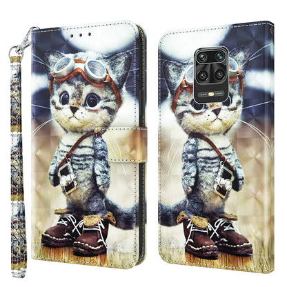 Wallet-style leather phone case with 3D painted kitten face and binoculars; wrist strap