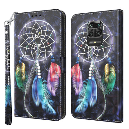 Dreamcatcher feather phone case with wrist strap; front and back show a black geometric design