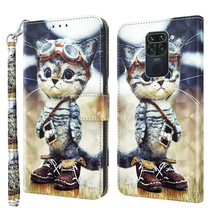 Wallet-style leather phone case with 3D painted kitten character and wrist strap