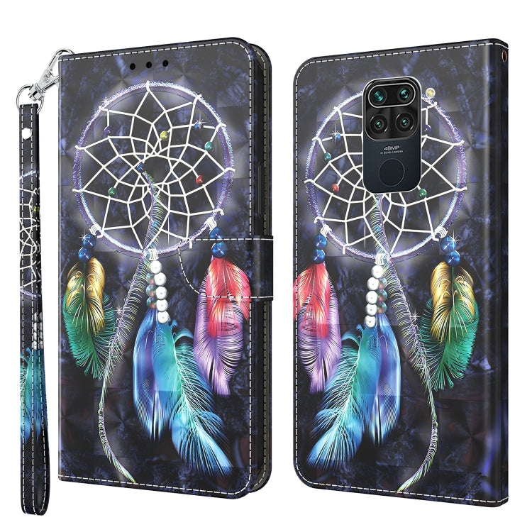 Dreamcatcher feather phone case with wrist strap; back camera cutout and neon hoop pattern