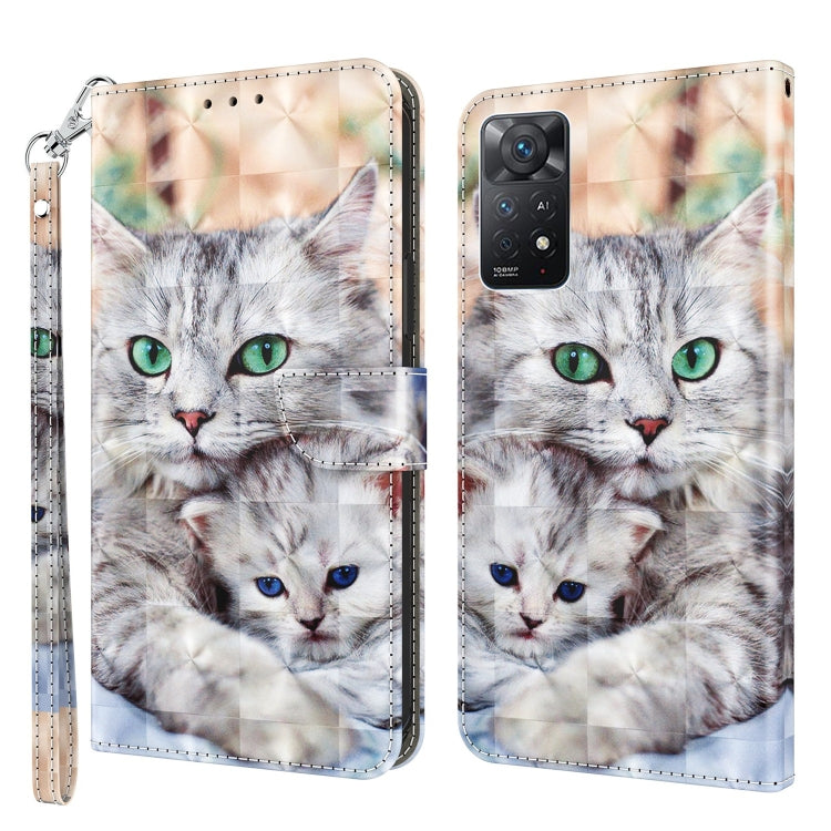 Cat portrait phone case wallet with wrist strap; back view shows gray cat face and camera module