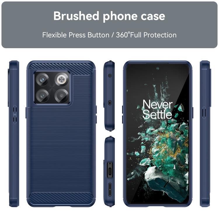 Blue brushed carbon fiber TPU phone case set with side button and camera openings
