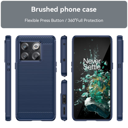 Blue brushed carbon fiber TPU phone case set with side button and camera openings