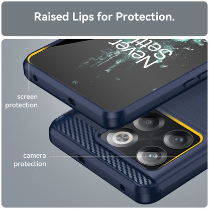 Blue brushed carbon fiber TPU phone case with raised screen and camera lip protection