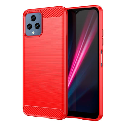 Red brushed texture carbon fiber TPU phone case with camera cutouts