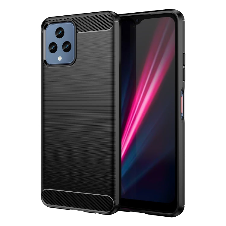 Black brushed texture carbon fiber TPU phone case with side buttons