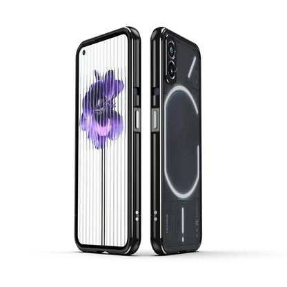 Protective phone case with lens cover, black with red trim, front display and rear camera protection