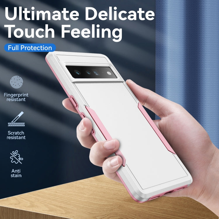Pioneer armor phone case for Pixel 7 Pro, white and pink double-layer PC + TPU
