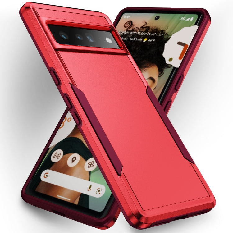 Pioneer armor phone case for Pixel 7 Pro, red back with protective black TPU sides and corners