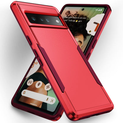 Pioneer armor phone case for Pixel 7 Pro, red back with protective black TPU sides and corners