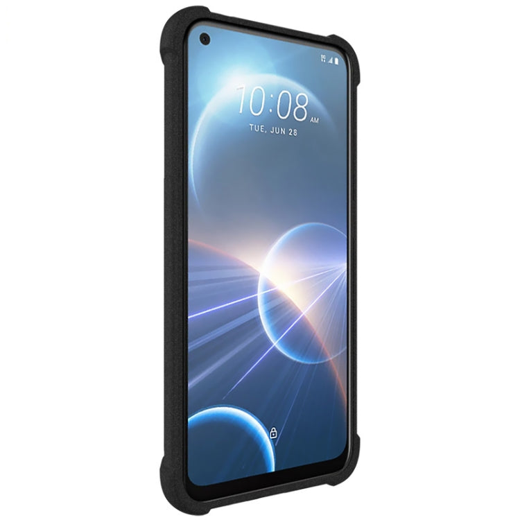 IMAK black TPU phone case with screen protector, raised bezel around the display