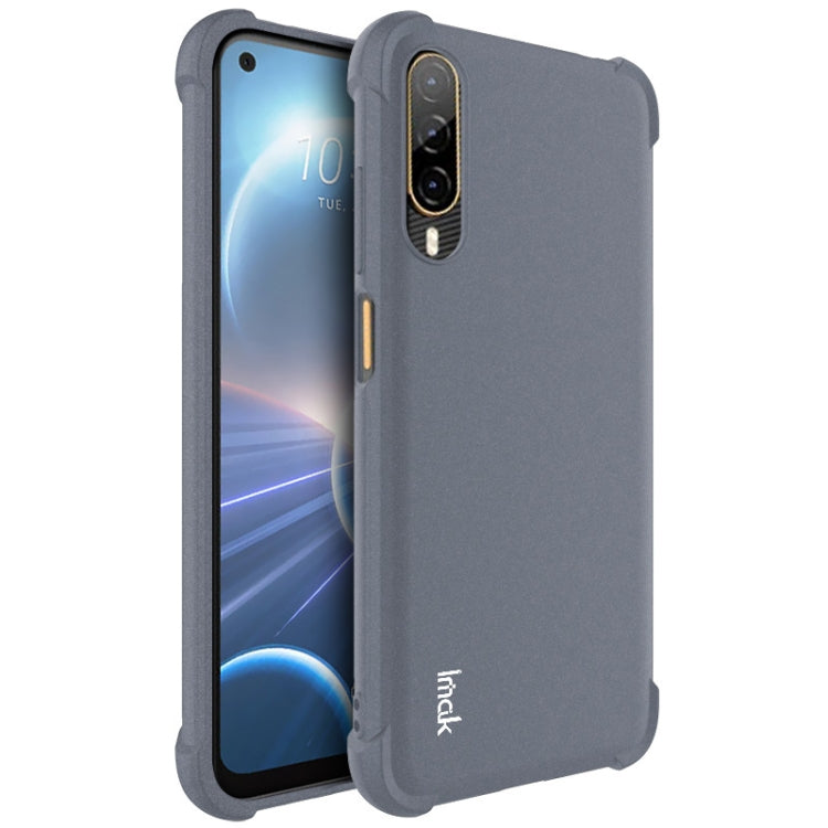 IMAK matte grey TPU phone case with camera cutout and raised shockproof corners