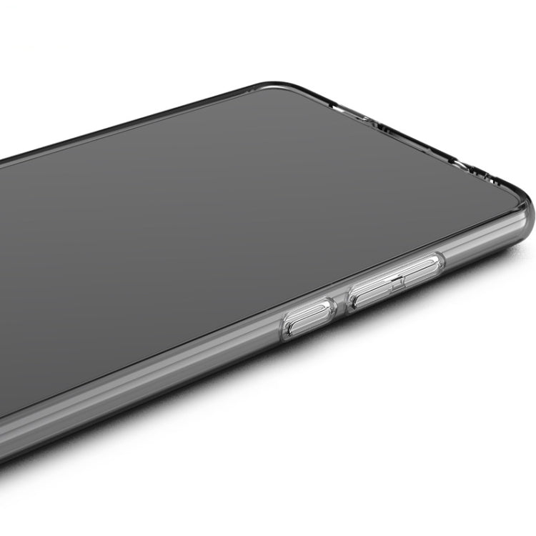 Transparent TPU phone case with slim bumper and covered side button controls