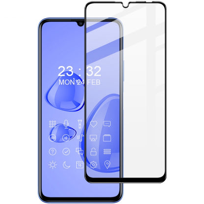 Full-coverage tempered glass screen protector on smartphone, clear anti-scratch cover