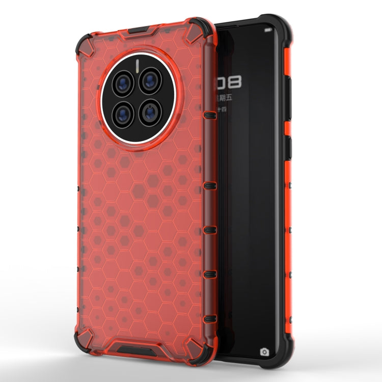 Shockproof honeycomb phone case in red with camera cutout and shockproof corners