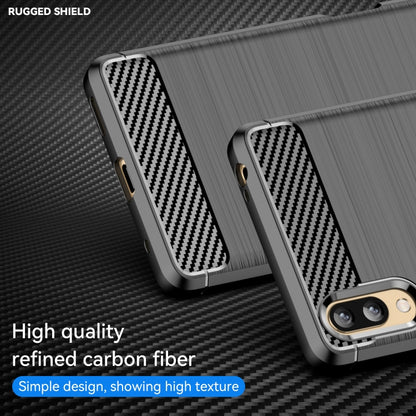 Brushed texture carbon fiber TPU phone case, black with raised carbon fiber corner