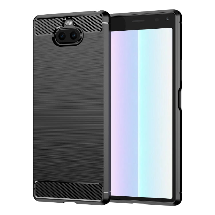 Dark gray brushed carbon fiber style TPU phone case with carbon top and bottom