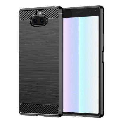 Dark gray brushed carbon fiber style TPU phone case with carbon top and bottom