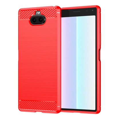 Red brushed carbon fiber style TPU phone case with carbon fiber accents